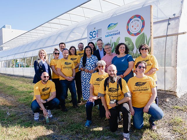 Celebrating the inauguration of our award-winning urban farm at Scientific Games Montreal with our community partner La Cuisine Collective Hochelaga-Maisonneuve.